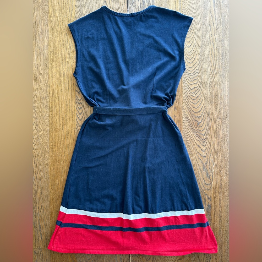 Tommy Hilfiger Sleeveless Navy Red White Striped Dress Tie-Waist | Size Small - Picture 7 of 10